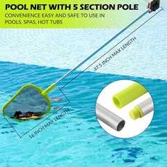 Pool Skimmer – Pool Skimmer net with pole, 5 Section AdjustableTelescopic Alu…