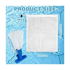 4Pcs Pool Vacuum Replacement Mesh Bag, Pool Leaf Vacuum Net Bag Fine Mesh wit…