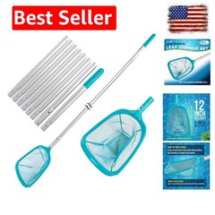 11.5 Foot Swimming Pool Leaf Skimmer Net with Telescopic Aluminum Pole, 8 Sec…
