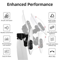 Motorcycle Windshield Extension, Upgraded Heightened Adjustable Smoke Grey