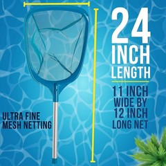 Lightweight Leaf Skimmer with Detachable Aluminum Pole for Easy Pool Maintenance