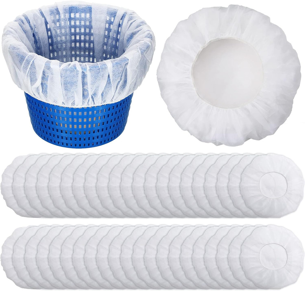 200 Pcs Pool Skimmer Socks Fine Mesh Strainer Screen Liners White