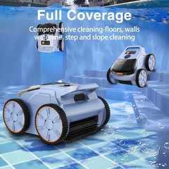 Seauto Robotic Pool Cleaner for Inground Pools Powerful Suction, Wall-Climbing