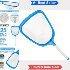 Pool Skimmer Net Ultra Fine Mesh 11 Inch 5 Inch Depth 12 Foot Pole Spa Hot Tub
