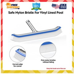 18 Inch Pool Brush with 8FT Adjustable Aluminum Pole for Swimming Pool Cleaning