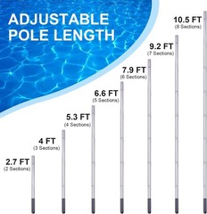 Rust-Resistant 10.5 Foot Pool Cleaning Pole – Compact & Universal Fit