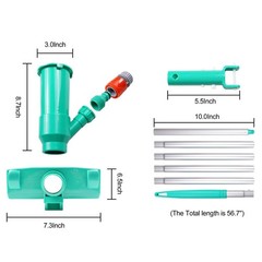 Upgrades Pool Spa Pond Mini Jet Vac Vacuum Cleaner w/Brush, Bag,6 Sections Te…
