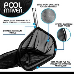 Poolmaven Performance Series Deluxe Heavy-Weight Aluminum Pool Leaf Rake Deep