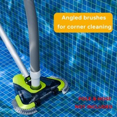 Upgrade Pool Vacuum Head with Wheels & Side Brushes, Universal Green