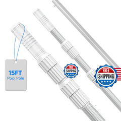 Wxfana 15Ft Telescopic Pool Pole Pool Skimmer Pole Heavy Duty Adjustable 3