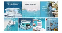 NIB Chasing Hydro 3 Cordless Pool Cleaner 200 mins Runtime Robot Vacuum Inground
