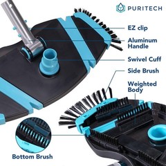 Heavy Duty Pool Vacuum Head with Side Brushes, Weighted Vinyl Safe Cleaner, 3…