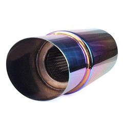 Exhaust Muffler,Universal Stainless Steel Exhaust Burnt Tip,14.8 Neo Chrome