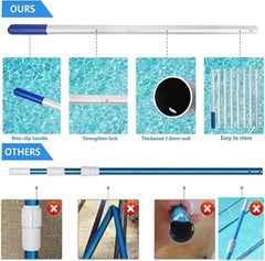 10.5 Foot Anodized Aluminum Adjustable Swimming Pool Pole 8-section segmented