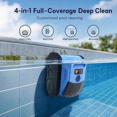 Cordless Robotic Pool Cleaner for Inground Pools, Automatic Pool Vacuum with Wal
