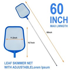 Pool Leaf Skimmer, 5 Section Aluminum Pole, Ultra Fine Mesh Net, Blue