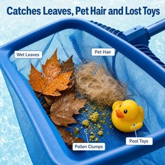 20&Prime; Pool Skimmer Net – Heavy-Capacity Deep Bag Leaf Rake for Inground & Above…