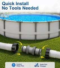 Gray Pool Hose Connector Leak Proof Dual 1.5 Inch Adapter Fitting