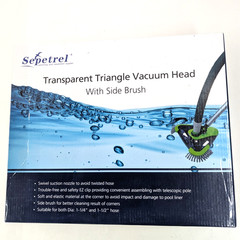 Sepetrel Triangle Pool Vacuum Head Side Brushes Transparent 1-1/4 & 1-1/2&Prime; Hose