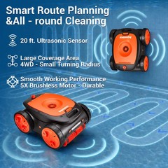 Cordless Robotic Pool Cleaners Wall Climbing Pool Cleaner 2,152 Sq.ft