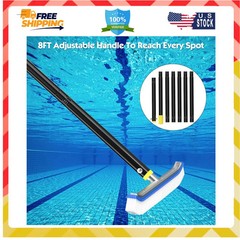 18 Inch Pool Brush with 8FT Adjustable Aluminum Pole for Swimming Pool Cleaning