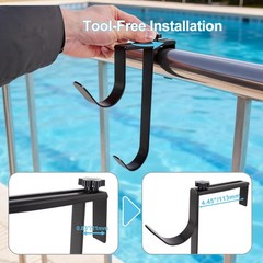 2pcs Pool Pole Hooks, Adjustable Thickened Panel Pool Fence Equipment Hooks M…