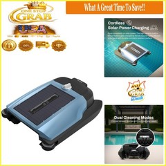 Solar Robotic Pool Skimmer Cordless Dual Modes Soft-Touch In-Ground Above-Ground