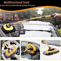 15° Curved Car Cleaning Brush with Telescopic Handle 43&Prime; Aluminum Alloy Long