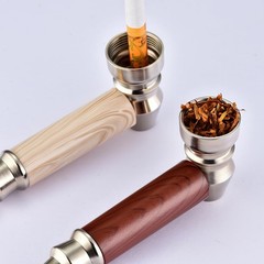 Tobacco Pipe Set,2pcs Realistic Wood Grain Pipes with Cleaner Wooden