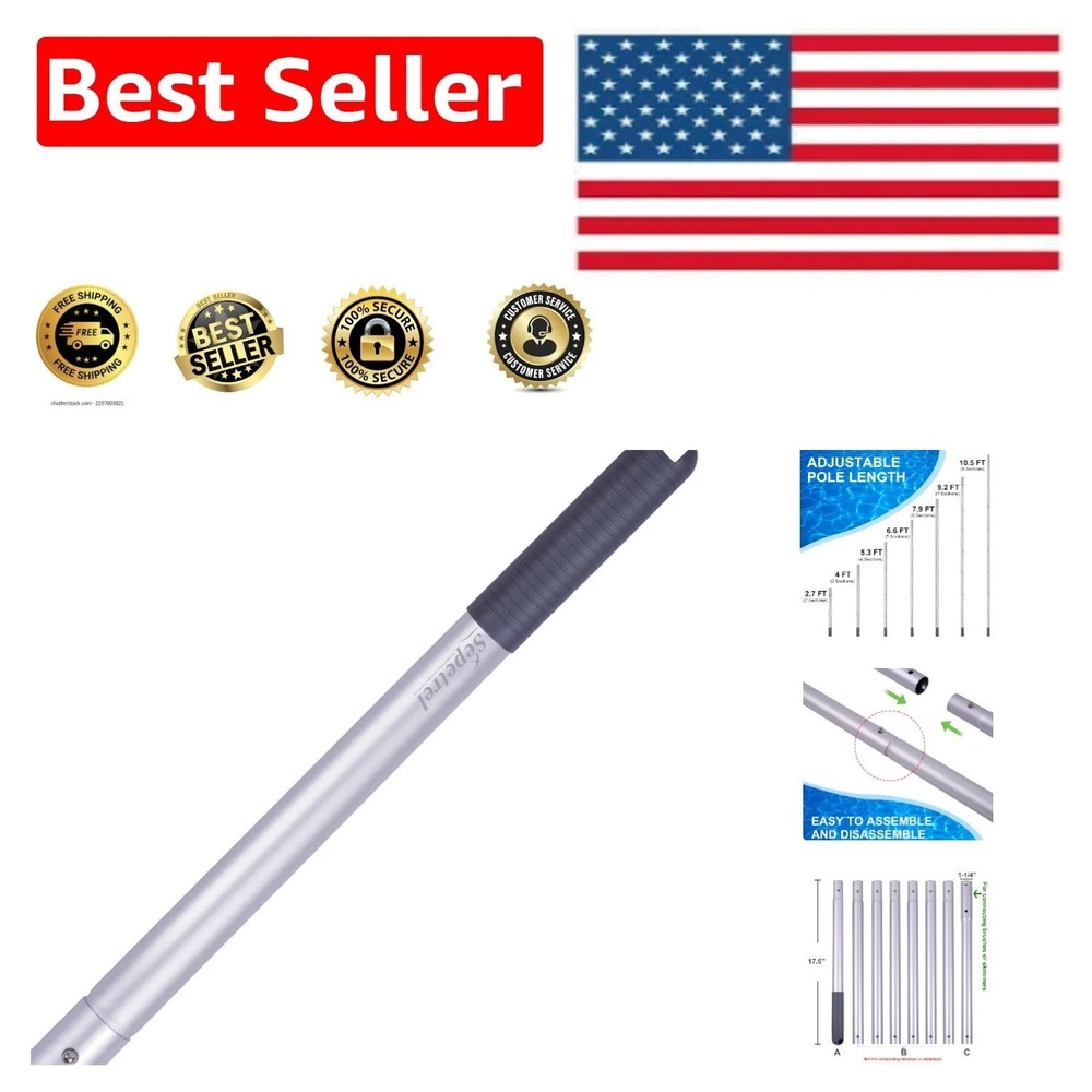 Rust-Resistant 10.5 FT Aluminum Pool Cleaning Pole – Easy Storage & Assembly