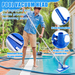 4 Pcs Swimming Pool Vacuum Kits 11.8&Prime; Vacuum Head with 1-1/2&Prime; X 29.5 Ft Hoses, 1