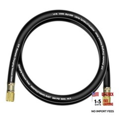 2026 Upgraded 3/8&Prime; HVAC Vacuum Hose,72“ Refrigerant Charging Hose, Black 6Ft