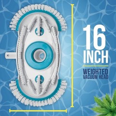 Weighted Pool Vacuum Head 16&Prime; Nylon Side Bristles Swivel Hose Fits 1-1/4&Prime; 1-1/2&Prime;