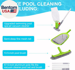 Deluxe Swimming Pool Cleaning Kit with Spa Jet Vacuum Cleaner,Brush, Semi-Deep S