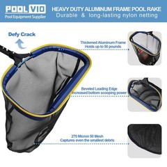 Poolvio 5-in-1 Pool Cleaning Kit – Includes Semi-Deep Skimmer Net, Aluminum L…