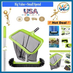 Deluxe Pool Cleaning Kit with 10.5Ft Aluminum Pole, Skimmer Net, Brush Head