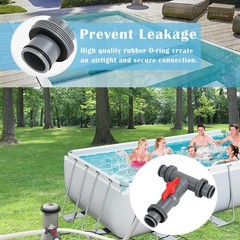 Pool Hose Tee with Valve, 1.5&Prime; to Gray