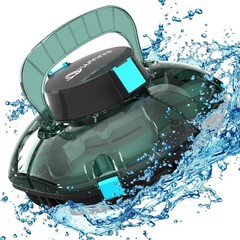 Cordless Robotic Auto Pool Vacuum Cleaner, Self-Parking, 645 Sq.Ft, 60 Min, BLUE