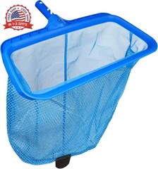 Poolvio Swimming Pool Skimmer Net, Fine Mesh Pool Leaf Rake Net with Double-Laye
