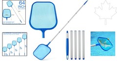 Elegant 5-Section Pool Skimmer with Ultra-Fine Mesh & Adjustable 64-Inch Pole