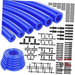 Vacuum Hose Automotive With 128PCS Black Vacuum Connector,1/8&Prime; 134PCS-5FT Blue