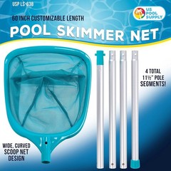 5&prime; Leaf Skimmer Net with Telescopic Aluminum Pole – Fast Pool Cleaning Solution