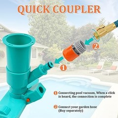 POOLWHALE UPGRADES POOL SPA POND MINI JET VAC VACUUM CLEANER – TEAL/SILVER