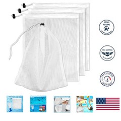 4 Pack Fine Mesh Pool Leaf Vacuum Bags with Locking Cord – Durable & Reliable