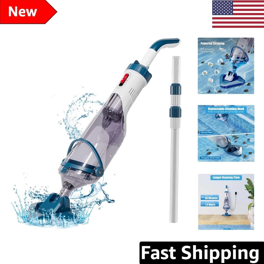Complete Pool Cleaning Kit: Battery-Powered Vacuum with Telescopic Pole included