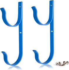 4 PCS Set Pool Pole Hangers Heavy Duty Blue Aluminium Holder Hooks with Screws P