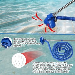 Non-Electric Pool Vacuum Cleaner for Small Above-Ground Pools, 13FT Hose, 8FT Po