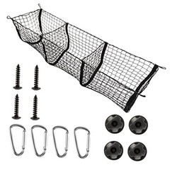 Amiss Heavy Duty Mesh Cargo Net, 3 Pocket Trunk Bed Storage Organizer