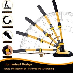 15° Curved Car Cleaning Brush with Telescopic Handle 43&Prime; Aluminum Alloy Long