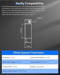 4×156 to 4×156 Wheel Spacers 1 Inch 4 lug Fit for Polaris RZR S 1000 2015